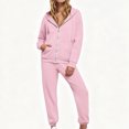 thumbnail image 1 of Women 2 Piece Outfits Sweatsuit Full Zip Hooded Sweatshirt Jacket Jogger Pants Casual Loose Tracksuit Set with Pockets for Workout Jogging Daily Street Going‑out Wear S, 1 of 9