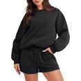 thumbnail image 1 of Women 2 Piece Outfits Sweatsuit Oversized Sweatshirt & Lounge Shorts 2023 Casual Cozy Pajamas Tracksuit Set, 1 of 18