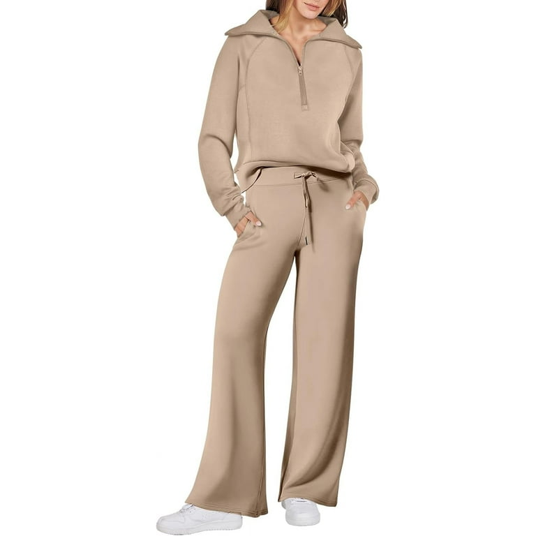 Women 2 Piece Outfits Sweatsuit Oversized Sweatshirt Sweatpants Tracksuit Sweat Lounge Matching Set 2024 Fall Trendy Walmart