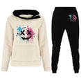 thumbnail image 1 of Women 2 Piece Outfits Sweatsuit Plus Size Pullover Sweatshirt Baggy Straight Wide Leg Jogger Pants Set with Pockets,Beige 2,XL, 1 of 3