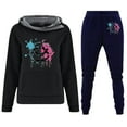 thumbnail image 1 of Women 2 Piece Outfits Sweatsuit Plus Size Pullover Sweatshirt Baggy Straight Wide Leg Jogger Pants Set with Pockets,Black 2,XL, 1 of 3