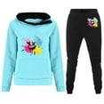 thumbnail image 1 of Women 2 Piece Outfits Sweatsuit Plus Size Pullover Sweatshirt Baggy Straight Wide Leg Jogger Pants Set with Pockets,Blue 3,M, 1 of 3
