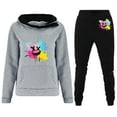 thumbnail image 1 of Women 2 Piece Outfits Sweatsuit Plus Size Pullover Sweatshirt Baggy Straight Wide Leg Jogger Pants Set with Pockets,Gray 3,2XL, 1 of 2