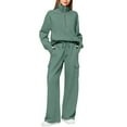 thumbnail image 1 of Women 2 Piece Outfits Sweatsuit Set Activewear Workout Fall Oversized Half Zip Sweatshirt Sweatpant Lounge Set Tracksuits, 1 of 3