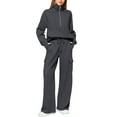 thumbnail image 1 of Women 2 Piece Outfits Sweatsuit Set Activewear Workout Fall Oversized Half Zip Sweatshirt Sweatpant Lounge Set Tracksuits, 1 of 3