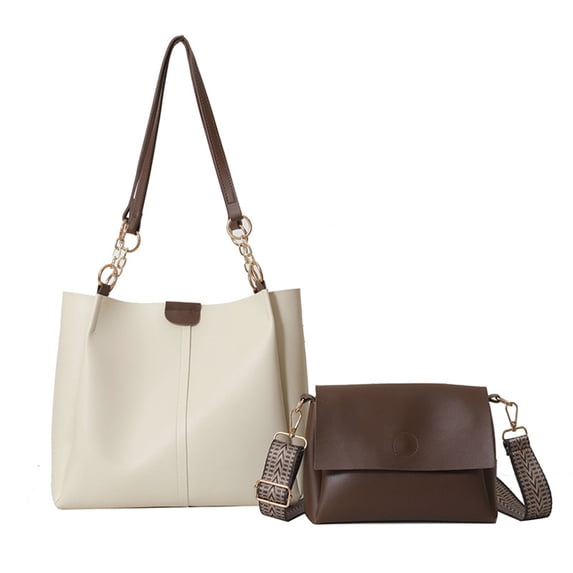 Women 2 Piece PU Leather Bag Set, Large Capacity Tote Handbag, Adjustable Shoulder Crossbody Purse, Soft Waterproof Material, Multi Pocket Storage, Durable Daily Commute Bag