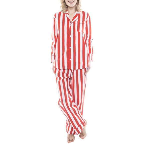 Women 2 Piece Pajama Set Striped Long Sleeve Shirt Top Long Pants Lounge Sets Sleepwear Nightwear
