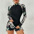 thumbnail image 1 of Women 2 Piece Rash Guard with Boy Shorts Long Sleeve Zipper Swimsuit UPF 50 Bathing Suit Padded Swimwear UPF 50 Surfing Swimsuits, 1 of 5