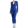 thumbnail image 1 of Women 2 Piece Seamless Ribbed Workout Sets With Zip Up Jacket High Waisted Gym Yoga Leggings, 1 of 11