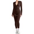 thumbnail image 1 of Women 2 Piece Seamless Ribbed Workout Sets With Zip Up Jacket High Waisted Gym Yoga Leggings, 1 of 12