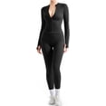 thumbnail image 1 of Women 2 Piece Seamless Ribbed Workout Sets With Zip Up Jacket High Waisted Gym Yoga Leggings, 1 of 12