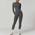 thumbnail image 1 of Women 2 Piece Seamless Ribbed Workout Sets With Zip Up Jacket High Waisted Gym Yoga Leggings Fleabag Jumpsuit Work Pantsuit Summer Pantsuit plus Size Pant Suits Womens Winter Apparel Womens Suits, 1 of 3