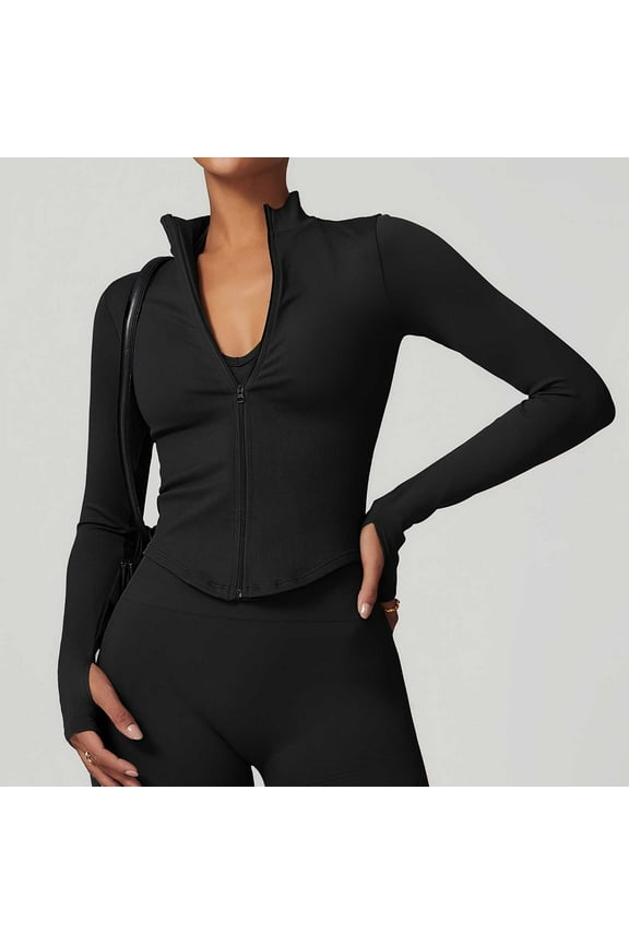 Women 2 Piece Seamless Ribbed Workout Sets With Zip Up Jacket High Waisted Gym Yoga Leggings Tunics with Pockets Women's plus Size Workout Clothes Women Extra Long Tops Womens plus Size Tops Short