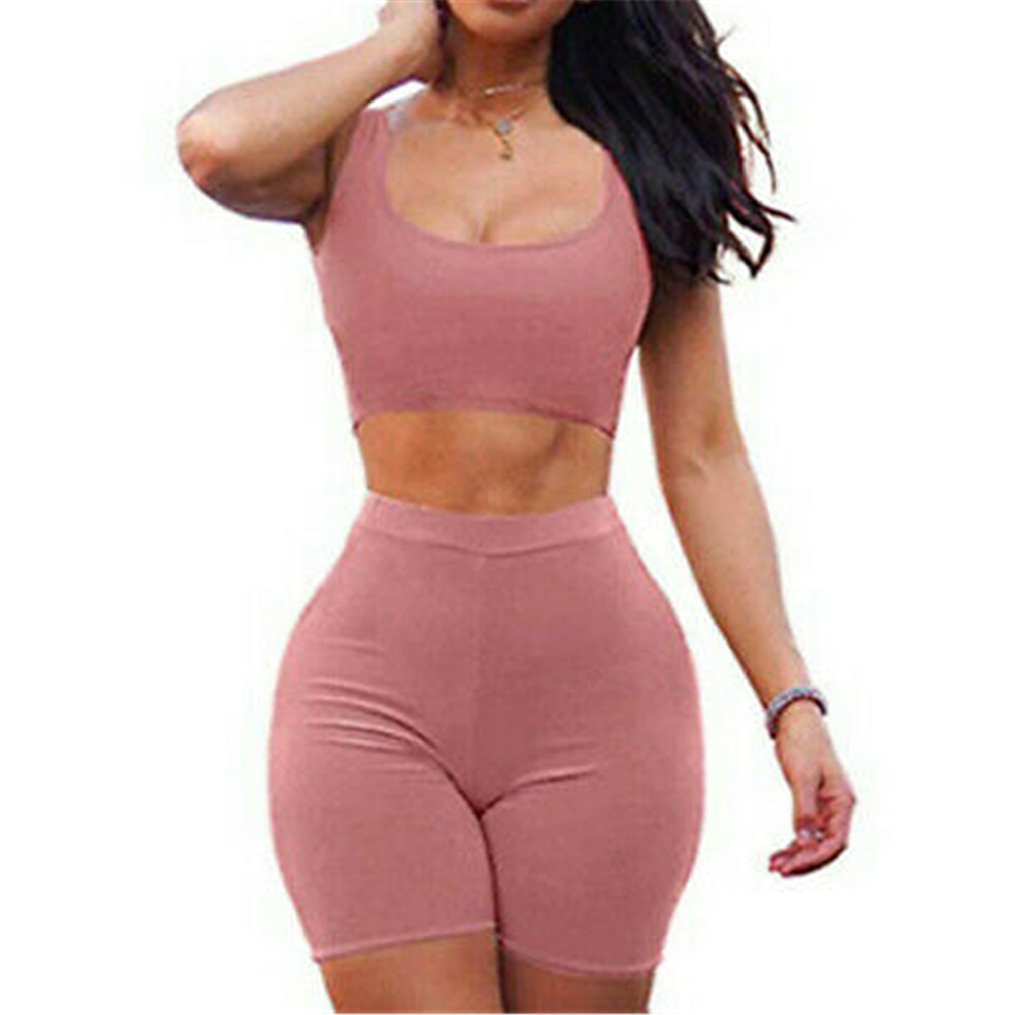 Women 2 Piece Set Crop Top&Shorts Bodycon Outfits Sport Workout Tracksuit  2019 Sexy Summer Slim Beach Party Club Clothing