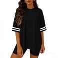 thumbnail image 1 of Women 2 Piece Sets Casual Short Sleeve Summer Shirts Elastic Waist Fashion Biker Shorts Loose Lightweight Comfy Breathable Tracksuit, 1 of 5