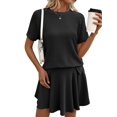 thumbnail image 1 of Women 2 Piece Skirt Set Summer Cruise Outfits Ribbed Loose Short Sleeve Matching Lounge Sets Dark Gray L, 1 of 8