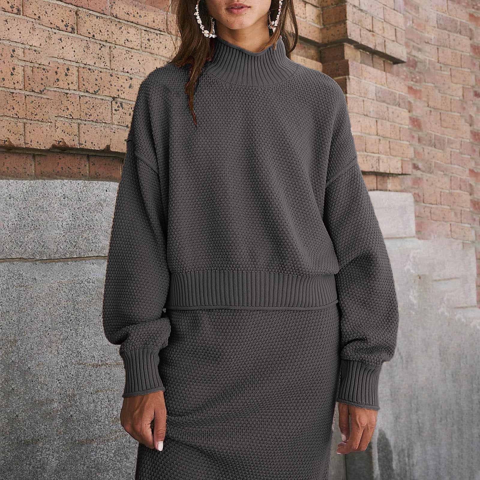 Leslie Fay Black and White Striped Two-Piece Sweater Skirt Set, with attached Scarf, Women's Petite Small main image 1