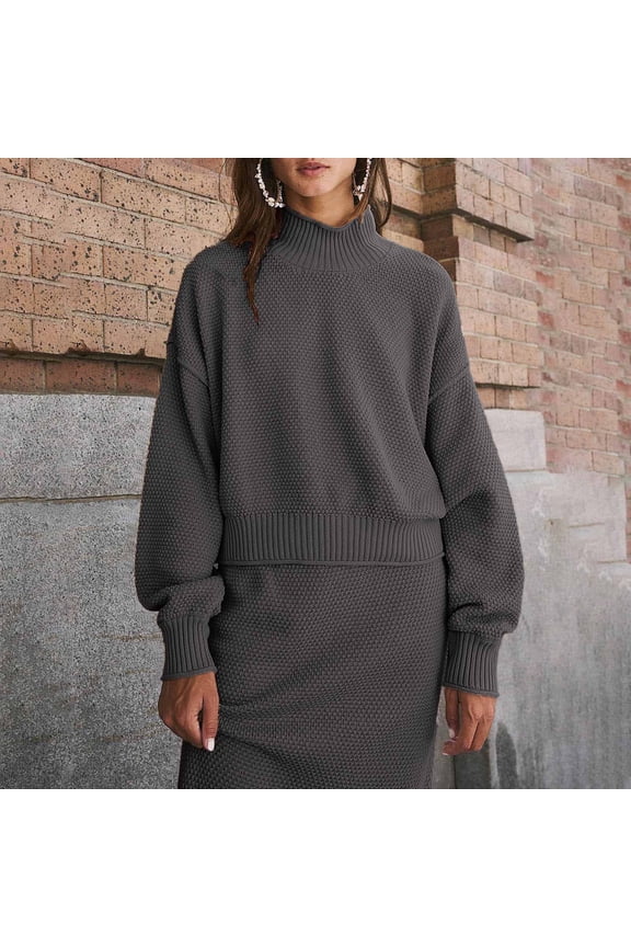 Women 2 Piece Sweater Skirt Set Outfits Neck Long Sleeve Sweater Knit Maxi Long Skirt Sets Sweatsuit plus Size Sequin Gowns plus Size Formal with Jacket Skirt Swimsuits for Women Evening Jacket plus