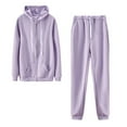 thumbnail image 1 of Women 2 Piece Sweatsuit Outfits Sets Zipper Up Hooded Sweatshirt And Jogger Pants Workout Sets Women Hooded Sweatshirt and Pant Tracksuit Sport Suit, XXL&Purple, 1 of 7