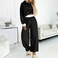 thumbnail image 1 of Women 2 Piece Sweatsuits Outfit Long Sleeve Oversize Workout Sport Gym Casual Comfortable Lounge Gym Crop Pullover Hoodie Drawstring Wide Leg Sweatpants Fall Travel Tracksuit, 1 of 6