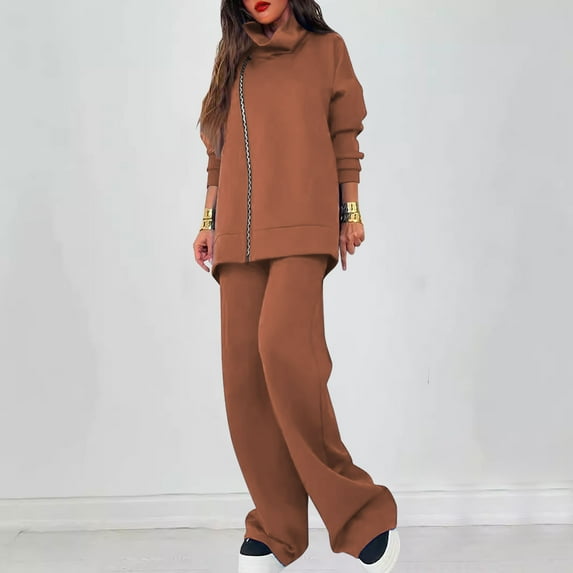 Women 2 Piece Sweatsuits Plus Size Full Zip Workout Gym Travel Vacation Sweatshirt Sweatpant Two Piece Outfits Fall Comfortable Tracksuit Lounge Matching Set