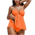 thumbnail image 1 of Women 2 Piece Swimsuits Boho Shell Beaded Halter Swimwear Bubble Textured Bathing Suits Beach Summer Fashion (2XL, Orange), 1 of 7