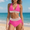 thumbnail image 1 of Women 2 Piece Swimsuits High Waisted Bikini Sets Bikini Sets Color Block Two Piece Drawstring Sexy Bathing Suit L, 1 of 5