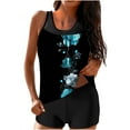 thumbnail image 1 of Women 2 Piece Tankini Swimsuit Sleeveless Crew Neck Built In Bra Top High Waist Shorts Modest Full Coverage Bathing Suit (S, Light Blue), 1 of 6
