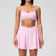thumbnail image 1 of Women 2 Piece Tennis Skirt Y Back Sports Bra Matchig High Waisted Crossover Skirt Yoga Golf Outfit with Built-in Bra Shorts & Pockets, 1 of 6