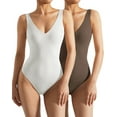 thumbnail image 1 of Women 2 Piece Thong Bodysuit Sexy V Neck Backless Sleeveless Tank Tops, 1 of 3