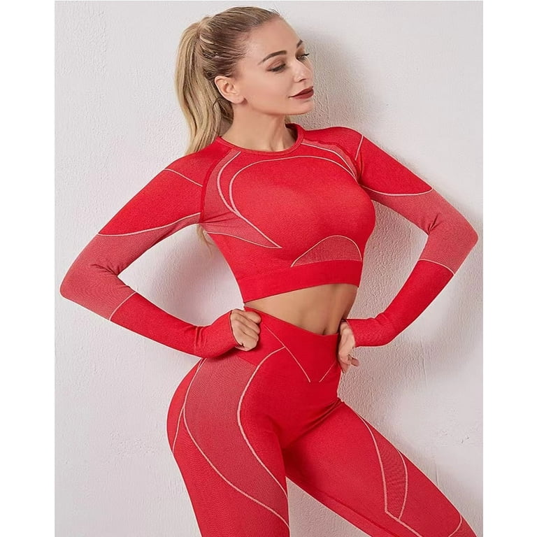 Women 2 Piece Tracksuit Workout Outfits Seamless High Waist Leggings and  Stretch Sports Bra Slim Fit Yoga Activewear Set