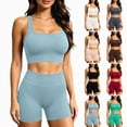 thumbnail image 1 of Women 2 Piece Workout Sets Padded Tank Tops Tummy Control Leggings Gym Outfits,Seamless(Khaki,M), 1 of 8