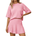 thumbnail image 1 of Women 2 Pieces Knit Set Half Sleeve Pullover Sweater and Mini Skirt Matching Sets, 1 of 7