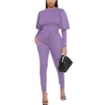 thumbnail image 1 of Women 2 Pieces Outfits Puff Sleeve Top And Jogger Pants Sweatpants Set Tracksuits Best For Vacation, Travel, Shopping, Party, Clubs, Dating, 1 of 4