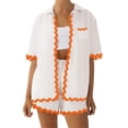 thumbnail image 1 of Women 2 Pieces Sets Waved Button-Down Pajamas Set, 1 of 5
