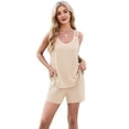 thumbnail image 1 of Women 2 Pieces Summer Clothes Set Outfit Khaki L, 1 of 9