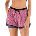 thumbnail image 1 of Women 2 in 1 Fitness Running Shorts Athletic Yoga Sport Shorts Elastic Waistband With Pockets, 1 of 6