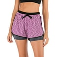 thumbnail image 1 of Women 2 in 1 Fitness Running Shorts Athletic Yoga Sport Shorts Elastic Waistband With Pockets, 1 of 6