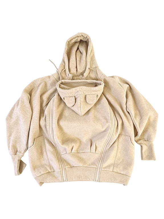 Women 2 in 1 Maternity Hoodie, Kangaroo Baby Carrier Pocket Long Sleeve Nursing Sweatshirt Warm Baby Wearing Top for Mom and