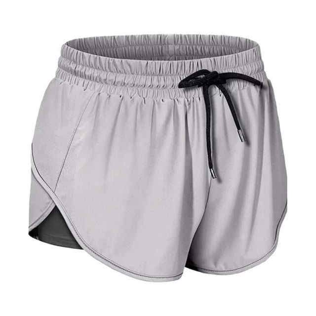 Women 2 in 1 Running Shorts Double Layer Athletic Yoga Workout Shorts