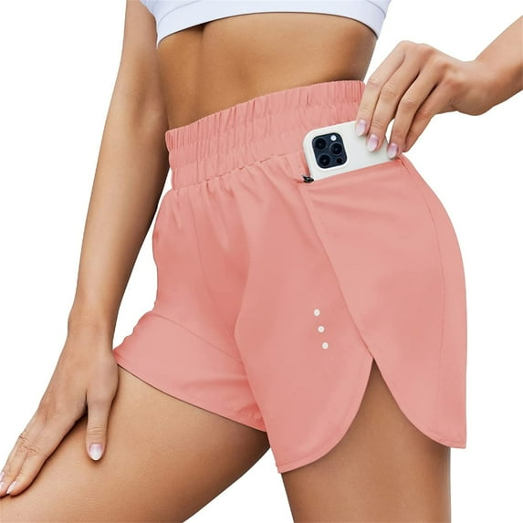 Women 2 in 1 Running Shorts Lightweight Quick-Dry High Waisted Workout Sport Layer Active Shorts with Zipper Pockets 3"