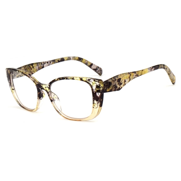 Women 2-tone bold marble print reading glasses - Spring Hinge Clear Lens Reader +1.50