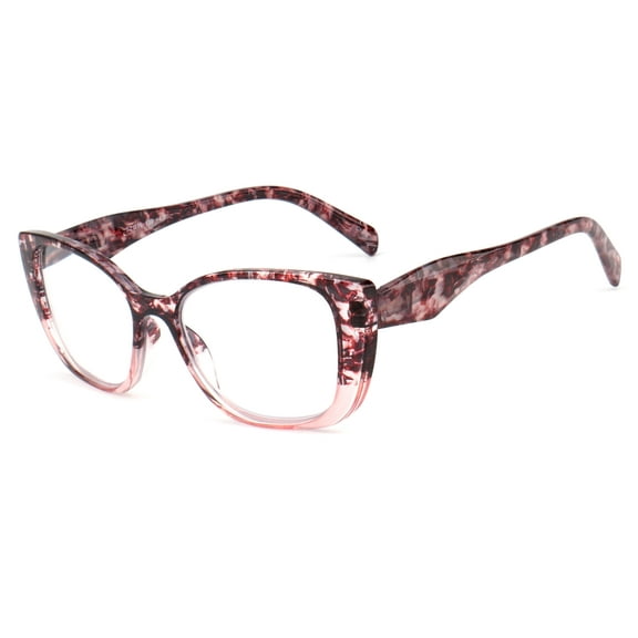 Women 2-tone bold marble print reading glasses - Spring Hinge Clear Lens Reader +1.75