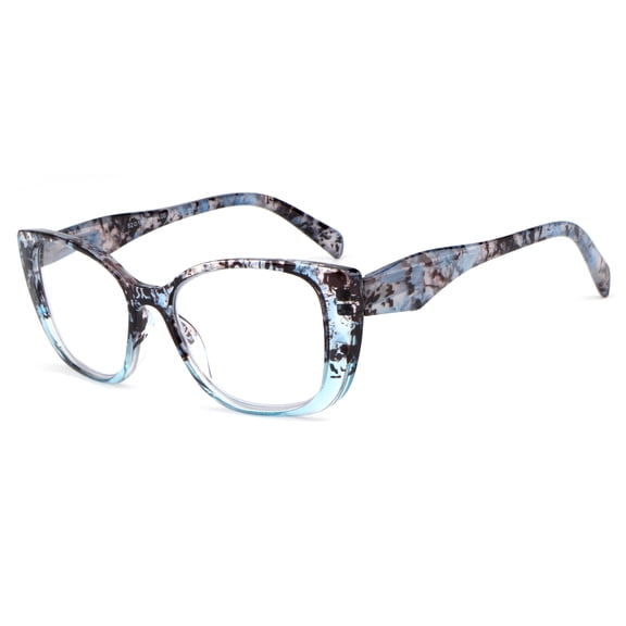 Women 2-tone bold marble print reading glasses - Spring Hinge Clear Lens Reader +2.50