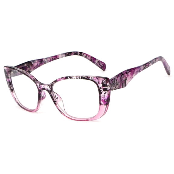 Women 2-tone bold marble print reading glasses - Spring Hinge Clear Lens Reader +2.75