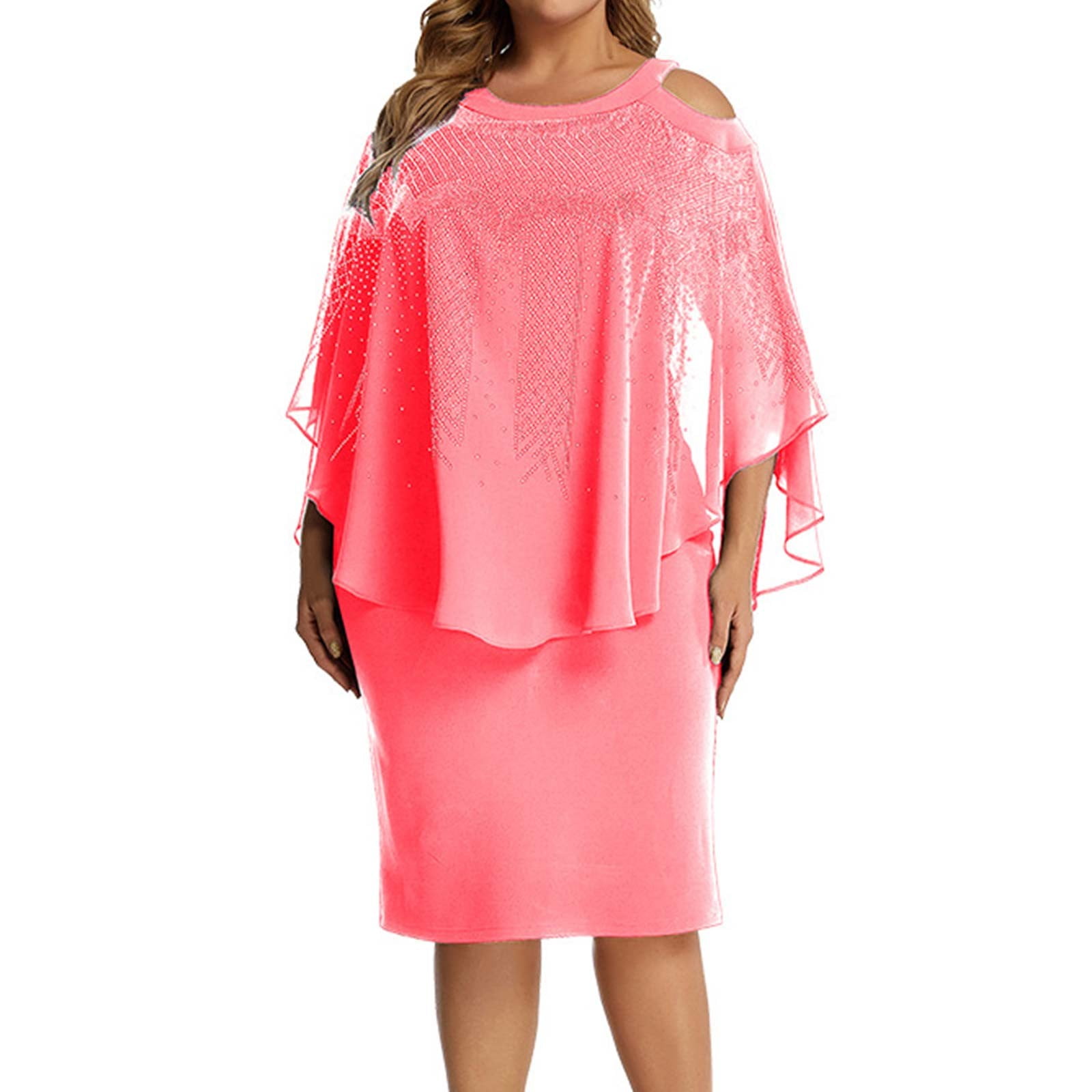 Women 2023 New Lady Elegant Knitting Lace Cape Dress Plus Size Fashion  Printing Oneck Half Sleeve Pencil Dresses Women's Casual Dress Red XXXXL 