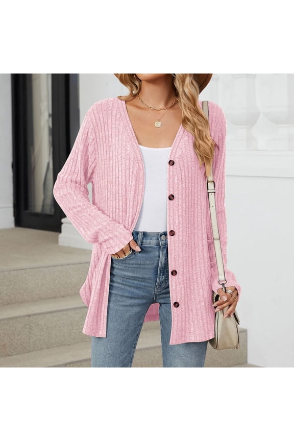 Women 2024 Autumn Mid Long Cardigan Casual Long Sleeve Neck Knitted Sweater Cardigans Coat Womens Jackets Sweaters Button Sweaters for Women Cardigan Hood plus Size Cardigans for Women 4x-5x Womens