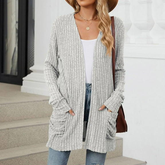 Women 2024 Autumn Mid Long Cardigan Casual Long Sleeve Neck Knitted Sweater Cardigans With Pocket Cactus Cardigans for Women Thick Sweaters for Women Open Front Sweater Cardigan Women with Buttons