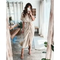 thumbnail image 1 of ZANKLEY Women Button Down Ruched Shirt Dresses Short Sleeve Lapel V Neck Elegant Party Spring Summer Dress Party Wedding Guest, 1 of 8