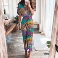 thumbnail image 1 of Women 2024 Button Down Ruched Shirt Dresses Short Sleeve Lapel V Neck Elegant Party Spring Summer Maxi Satin Dress, 1 of 10